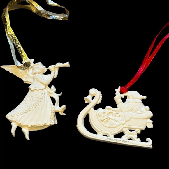 Hutschenreuther Porcelain Christmas Ornaments Angel & Santa in Sleigh - Picture 2 of 6